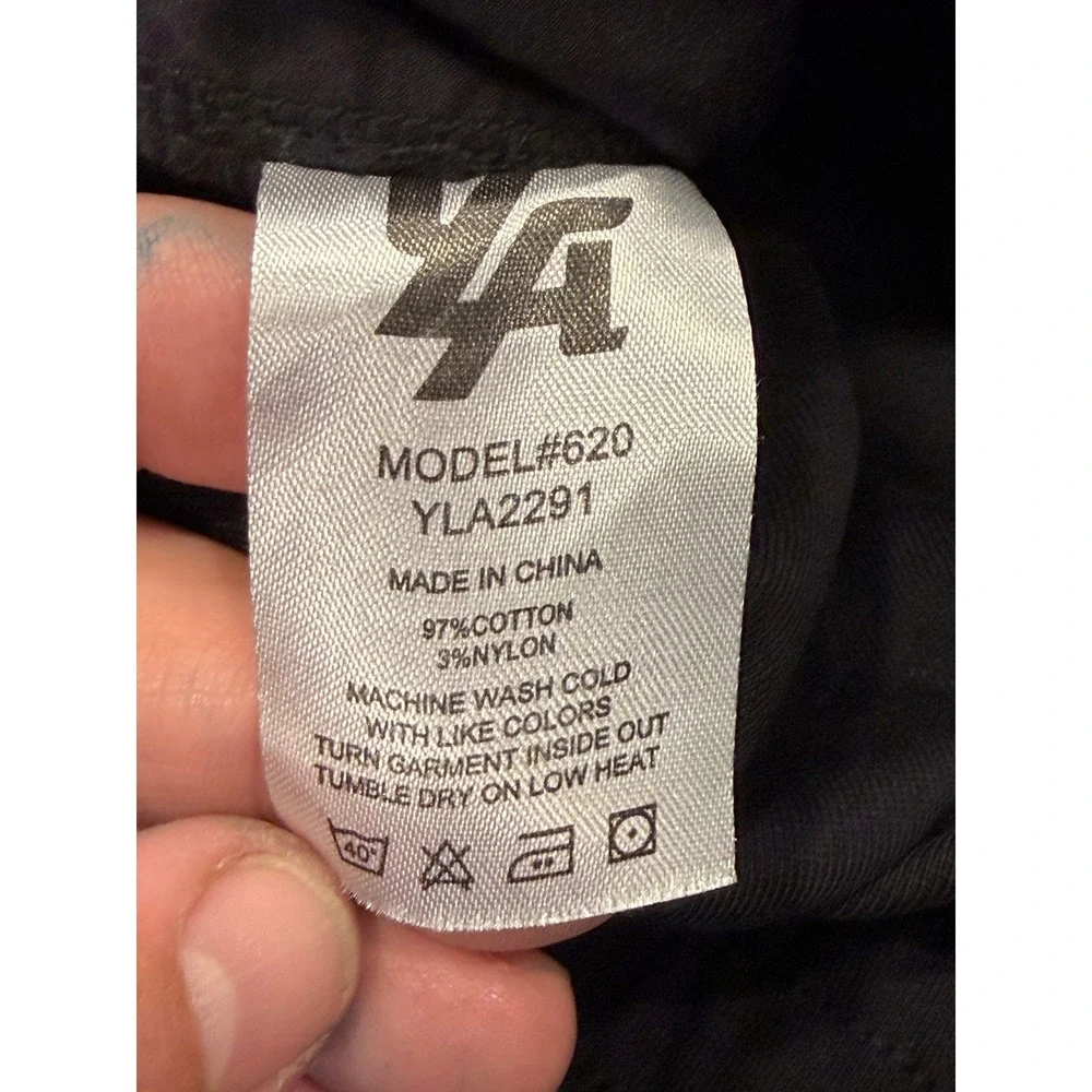 YoungLA 620 Pants Mens 38L Black Cotton Nylon Straight Leg Trousers YLA2291